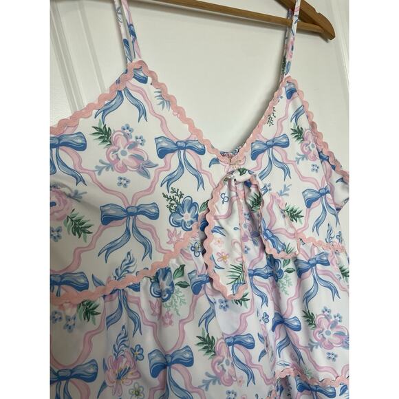 NWT Simply Southern Ribbon Tiered Mini Dress Size XXL Blue Pink White Ruffles - Picture 5 of 13